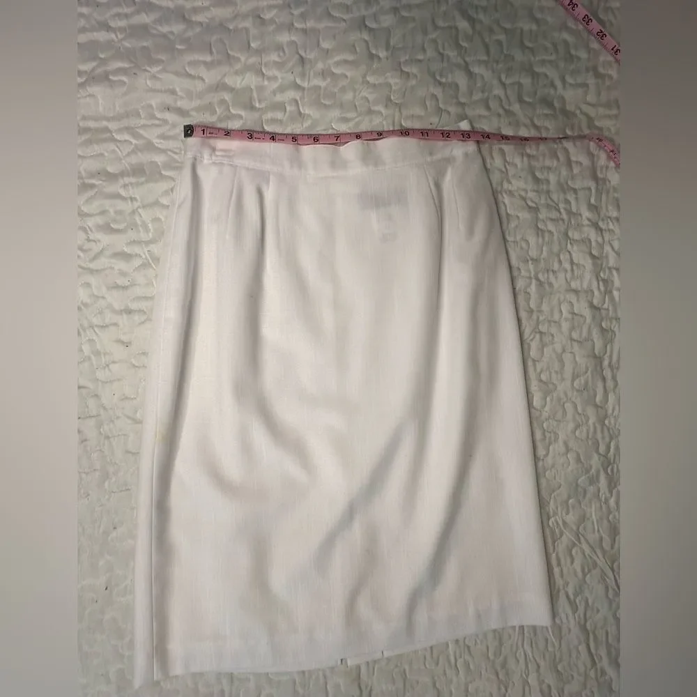 Vintage 90s Block Island Petites White Pencil Skirt High Waist Minimalist 12P - Picture 10 of 12